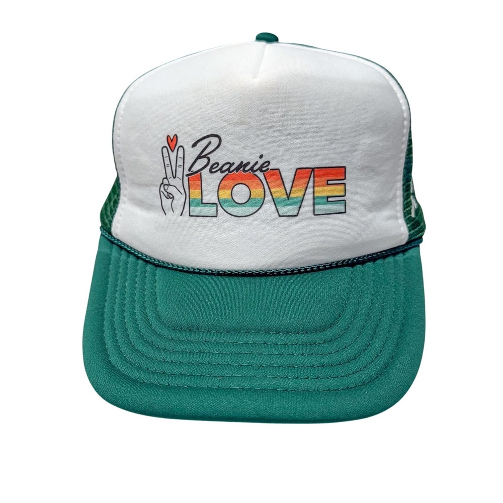 Beanie Love Hat Cap Snap Back Green Mesh Trucker Peace Sign‎ Be Curious Mens